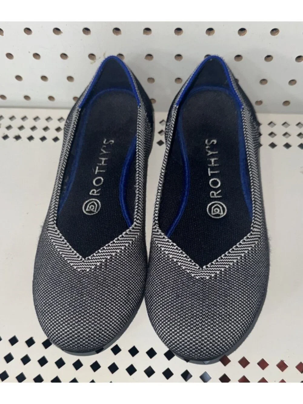 Rothy's The Flat Womens Knit Slip On Flats Shoes Size 8 Gray Birdseye
